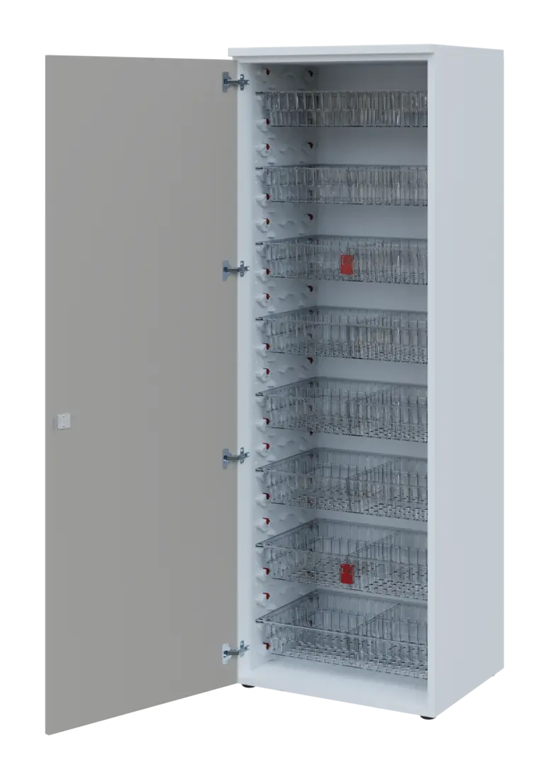 EUROMEDICA D - 66/M TRANSPARENT skříň léková boxová, 1-dveřová, levá, 1950x660x535, korpus bílý, dví